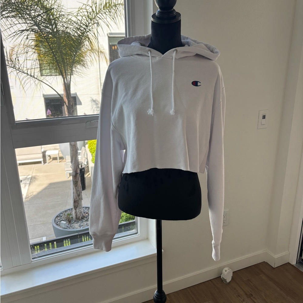 Champion White Cropped Sweatshirt